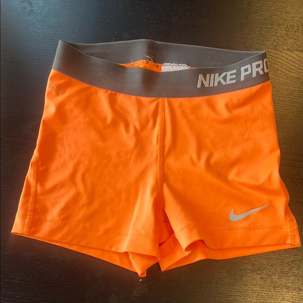 Nike Pro Orange Gray Compression Athletic Shorts